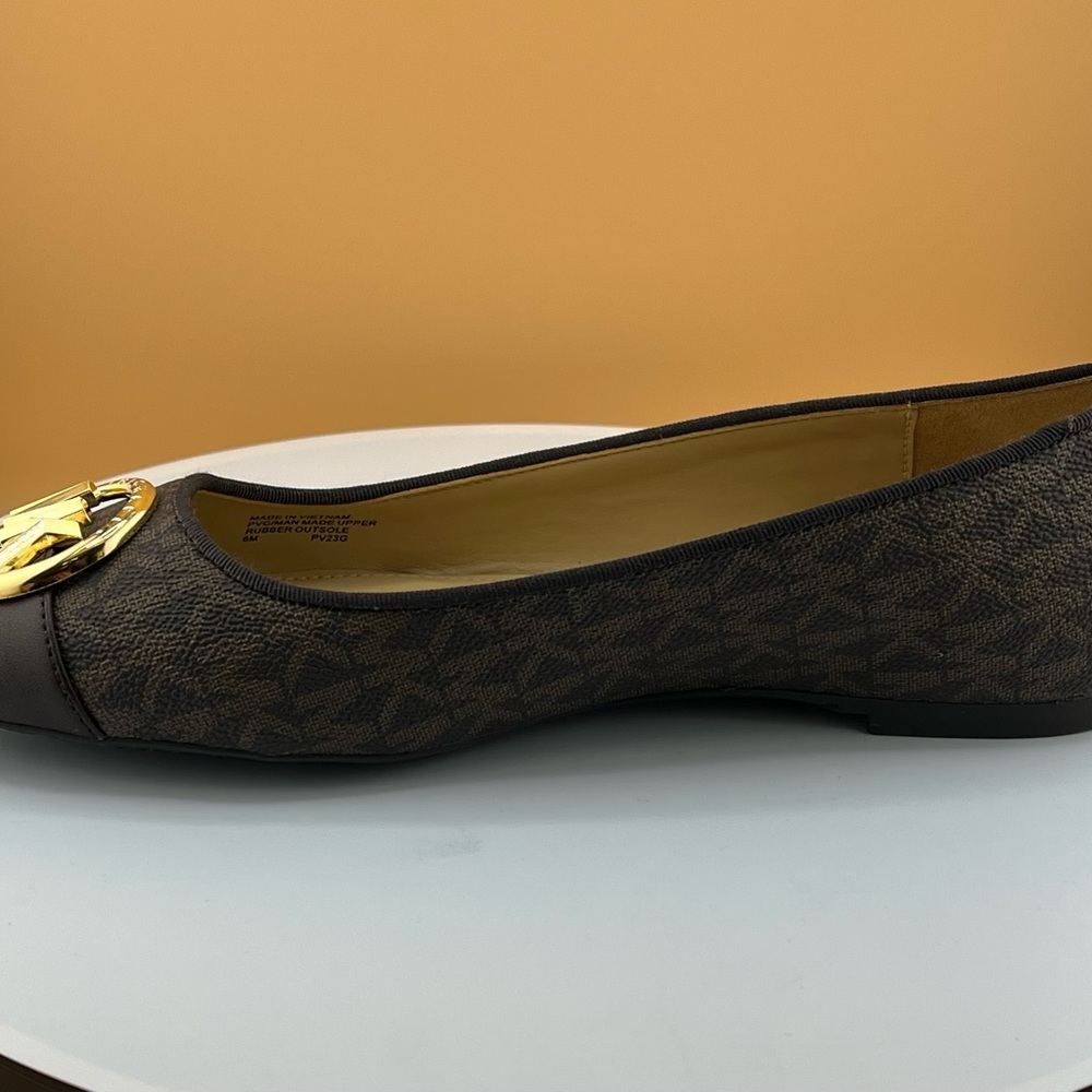 Michael Kors Brown & Gold Logo Ballet Flats - Women - Picture 9 of 10